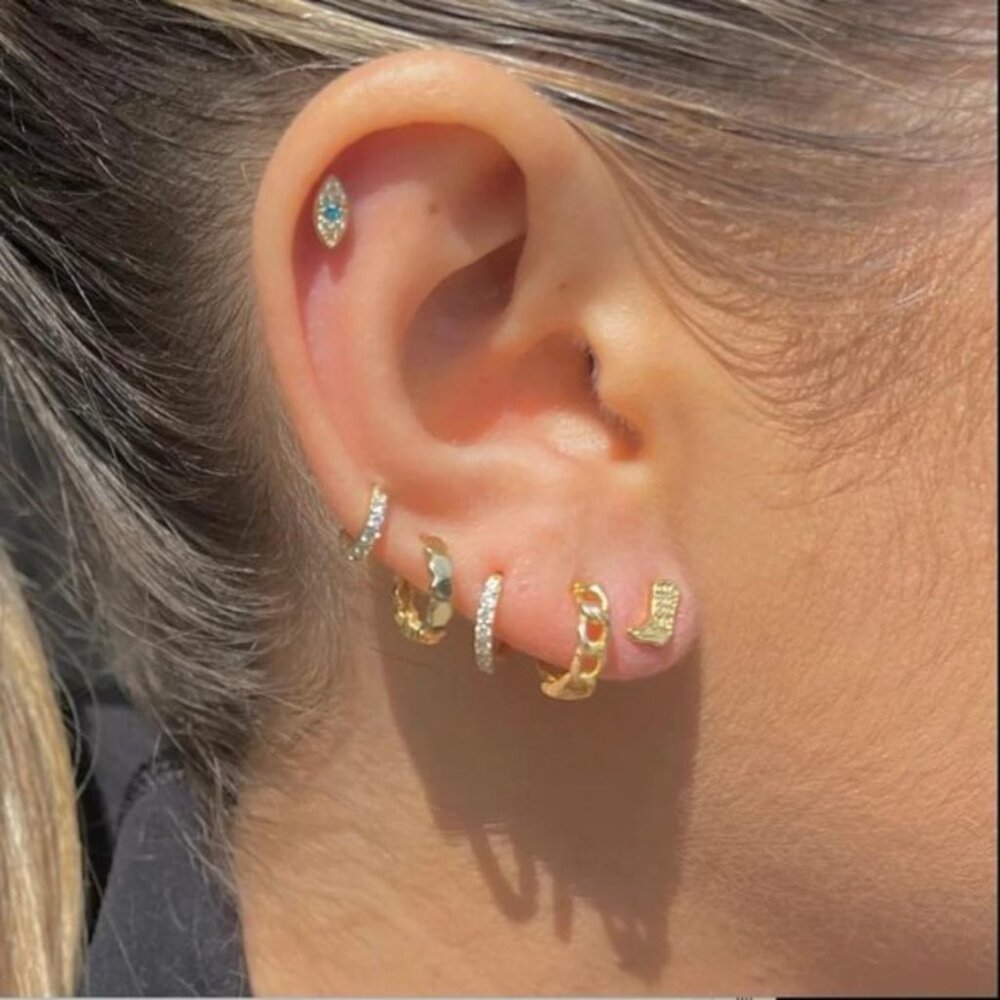 The Sandy gold cowgirl boot boots dainty stud earrings cow boy cowboy